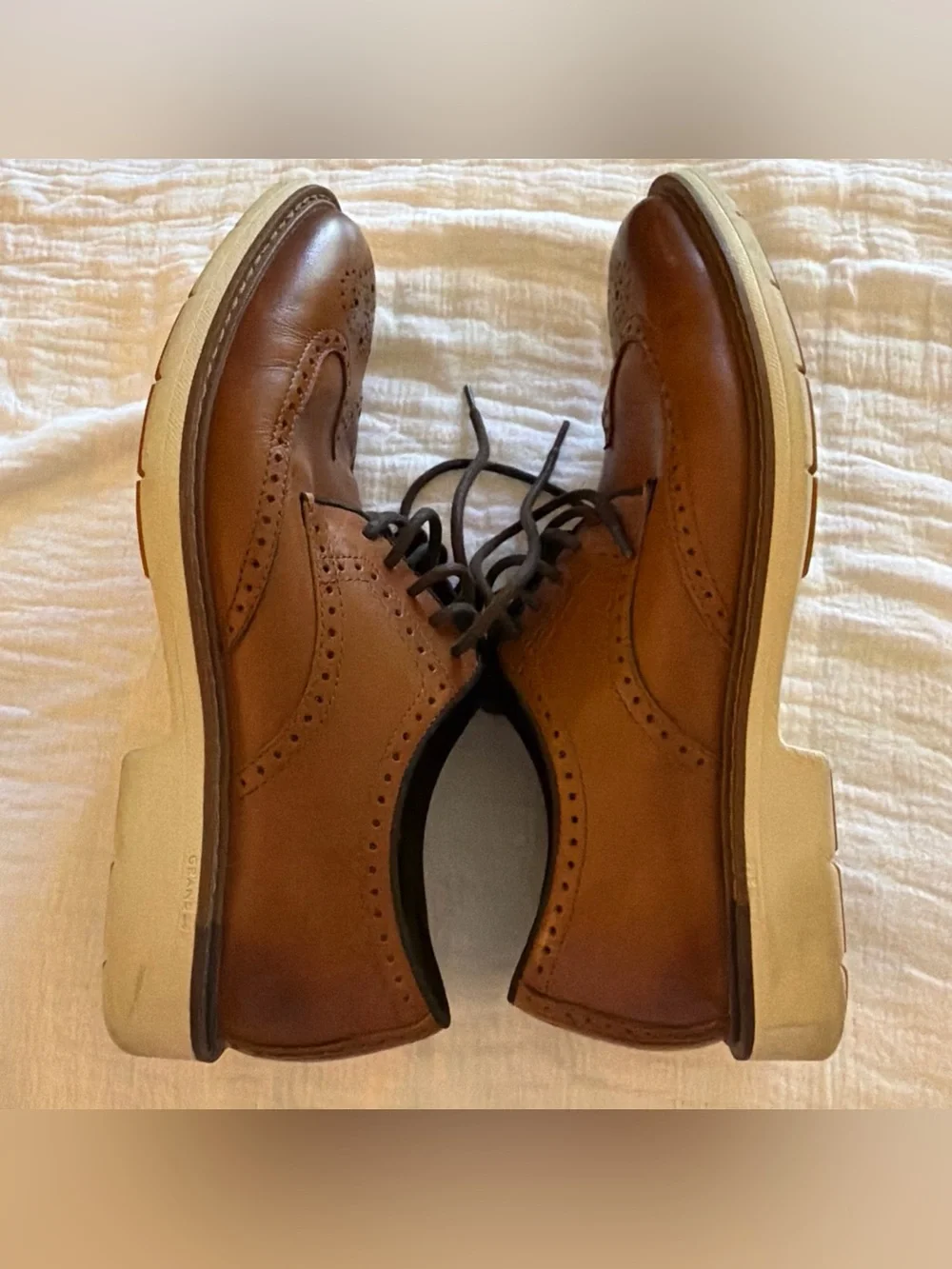 Cole Haan Mens 10.5 M Grand OS Wingtip Oxford Brown Leather Dress Shoe C34120